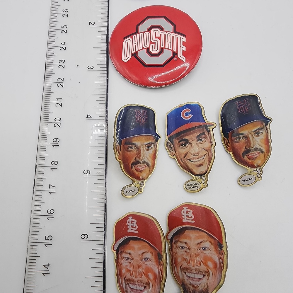 Vintage Sports Theme Pinback Button Lapel Pin Lot Enamel Metal Olympics Baseball - Picture 8 of 16
